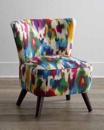 Traditional Wingback Accent Chair Multicolor Botanical Floral Print