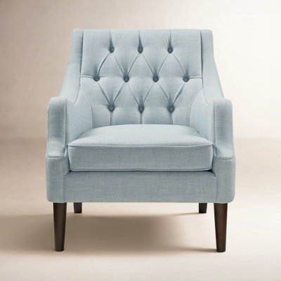 Traditional Wingback Accent Chair with Button Tufting and Cabriole Legs