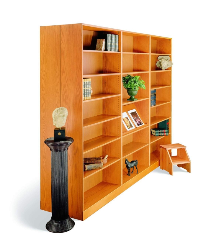 Traditional Wood Bookcase With Adjustable Shelves Deep Storage