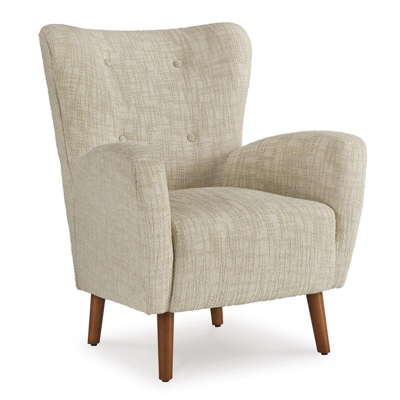 Transitional Accent Chair with Blue Geometric Trellis Pattern