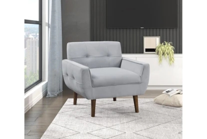 Transitional Accent Chair with Integrated Wood Arms and Contrast Frame