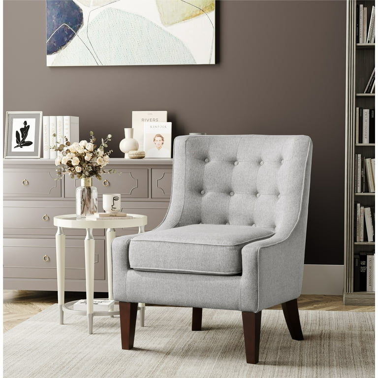 Transitional Accent Chair with Square Back and Track Arms