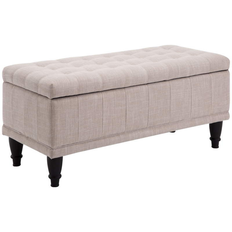 Transitional Storage Bench with Lift-Top and Dark Turned Legs