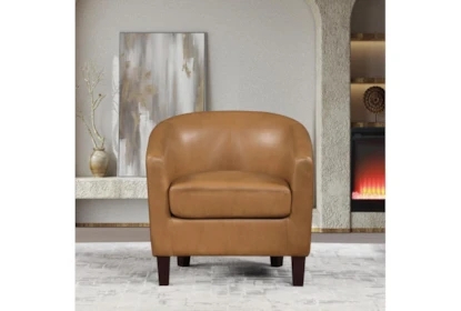 Transitional Tub Accent Chair with Curved Back and Tapered Wood Legs