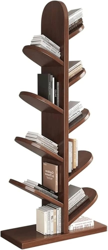 Tree Bookshelf Light Brown Angled Shelves Vertical Design Sculptural