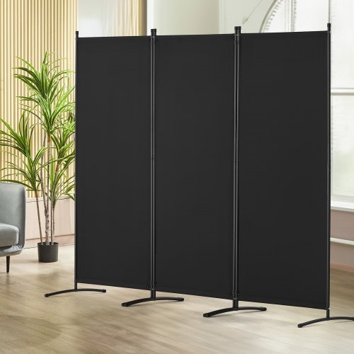 Tri-Fold Room Divider Matte Finish Arched Feet Fabric Partition