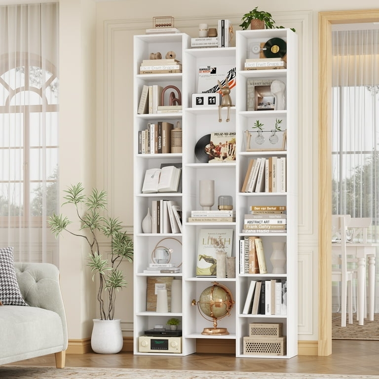 Triple Width 21-Cube White Bookcase
