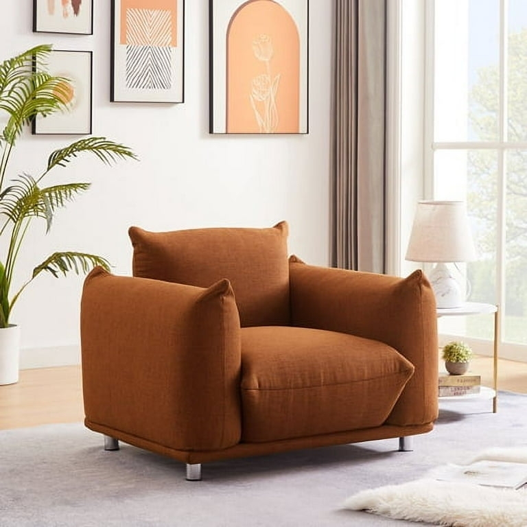 Tufted Accent Armchair Vibrant Red Deep Button Tufting, Mid Century Modern.