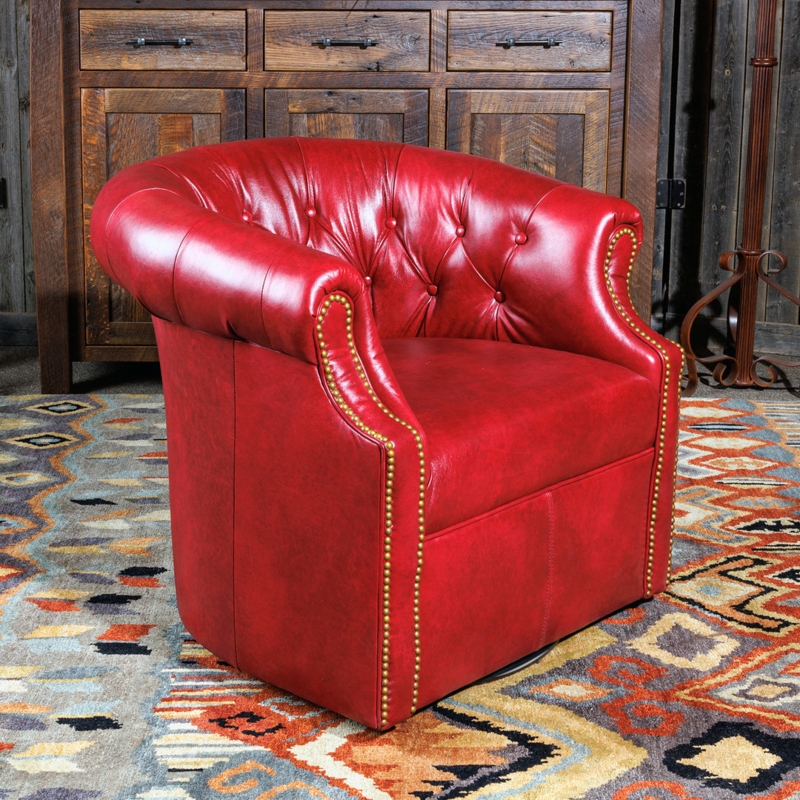 Tufted Accent Chair Wingback Swivel Base, Dark Academia Seating