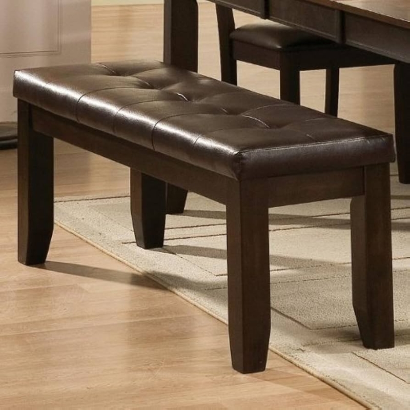 Tufted Leather-Like Dining Bench for Kitchen
