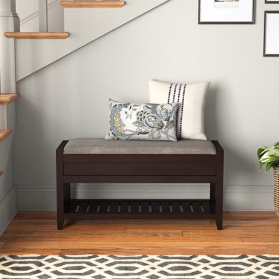 Tufted Storage Bench with Tapered Legs, Navy Blue Fabric