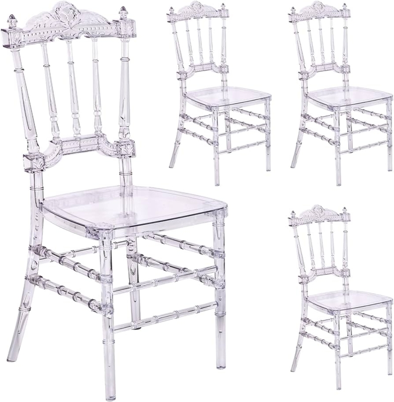 - TURRIDU Set of 4 Clear Chairs, 16.1" W Acrylic Chairs, Modern  Crystal Ghost Chairs, Reception Accent Chairs Dining Side Chairs with  Castle High-Back for Weddings Banquets Events - Chairs