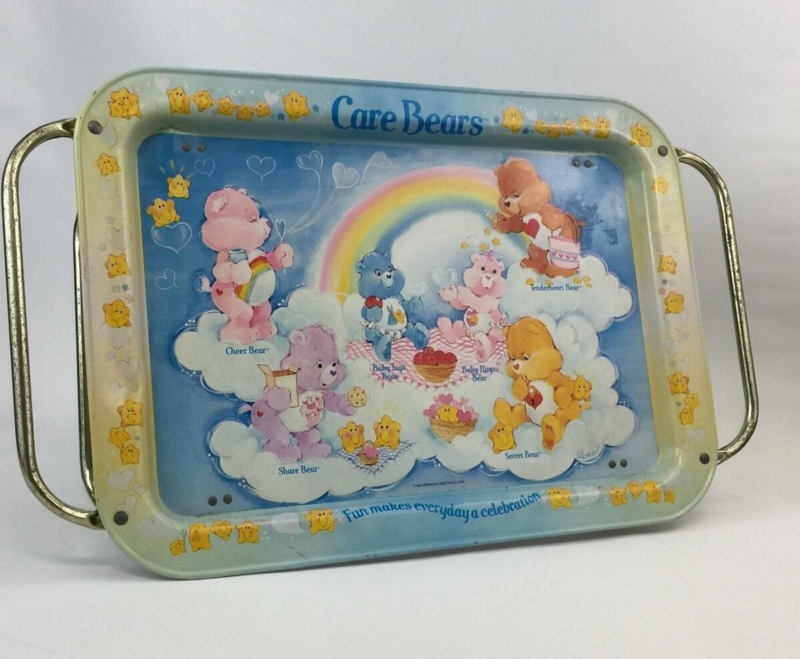 Tv Tray Set: Glossy Surface, Botanical Wheat Motif, Folding Snack Trays