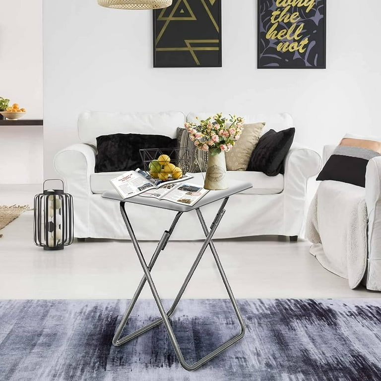 Tv Tray Solid White Matte Finish Minimalist Folding X-Frame Base