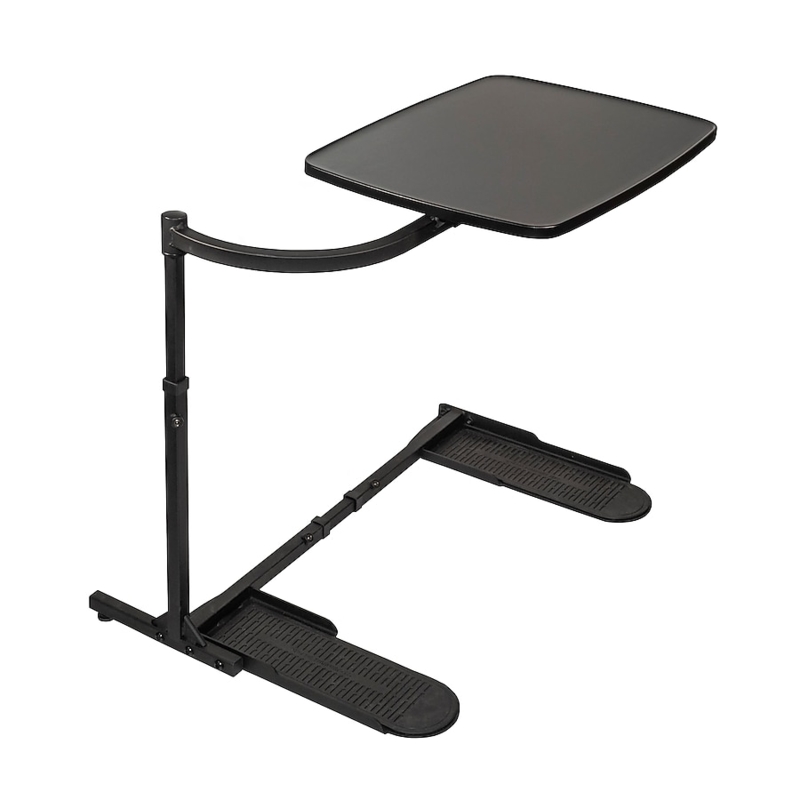 Tv Tray Swivel Sofa Table Dark Wood Black Metal Integrated Handle