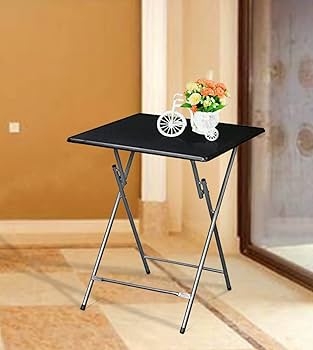 Tv Tray Table: All Black Palette, Matte Finish, Modern Metal X-Frame Tray
