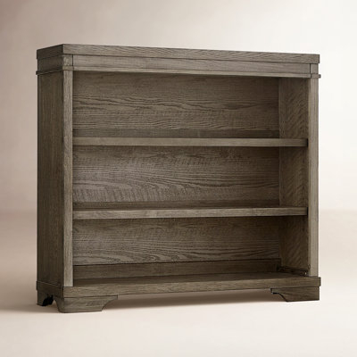 Two-Tone Farmhouse Bookcase White Frame And Wood Shelves