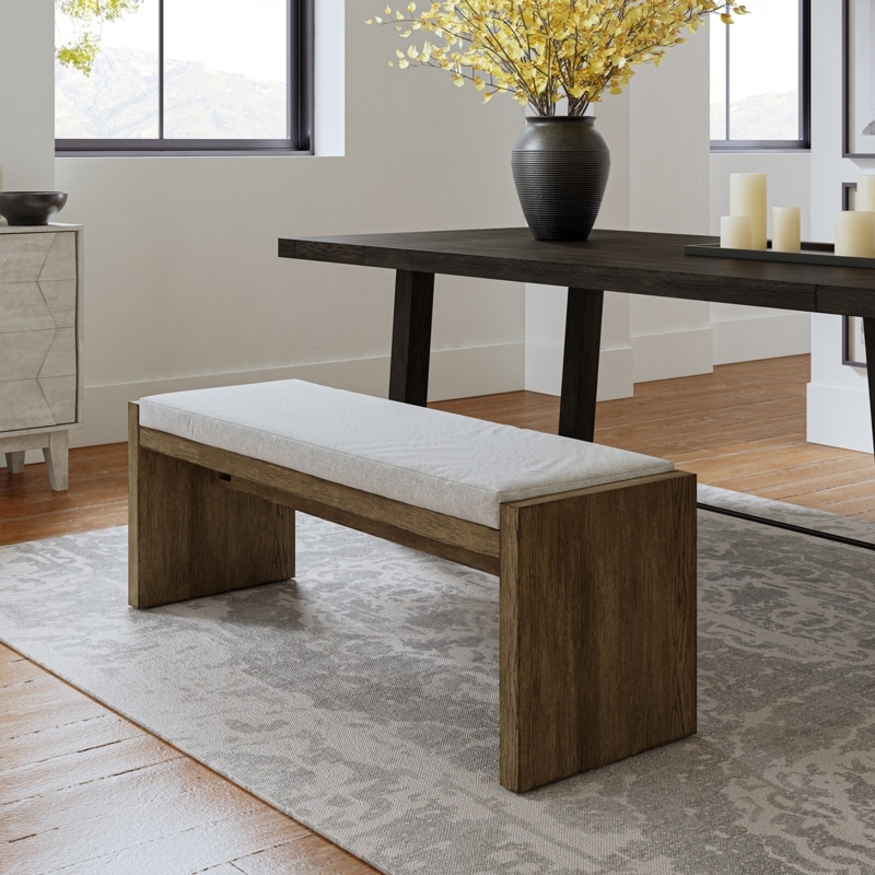 Upholstered Bench Diamond Button Tufting Curved Seat Ends Espresso