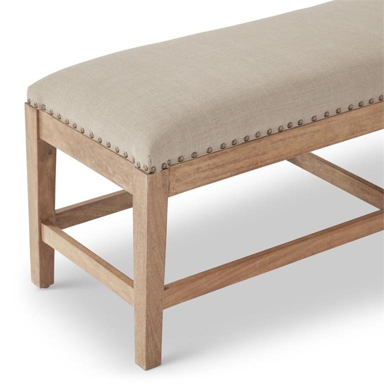 Upholstered Bench Gray Button Tufting Nailhead Trim Traditional Style