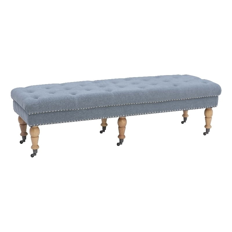 Upholstered Bench Low Profile Design with Swivel Casters