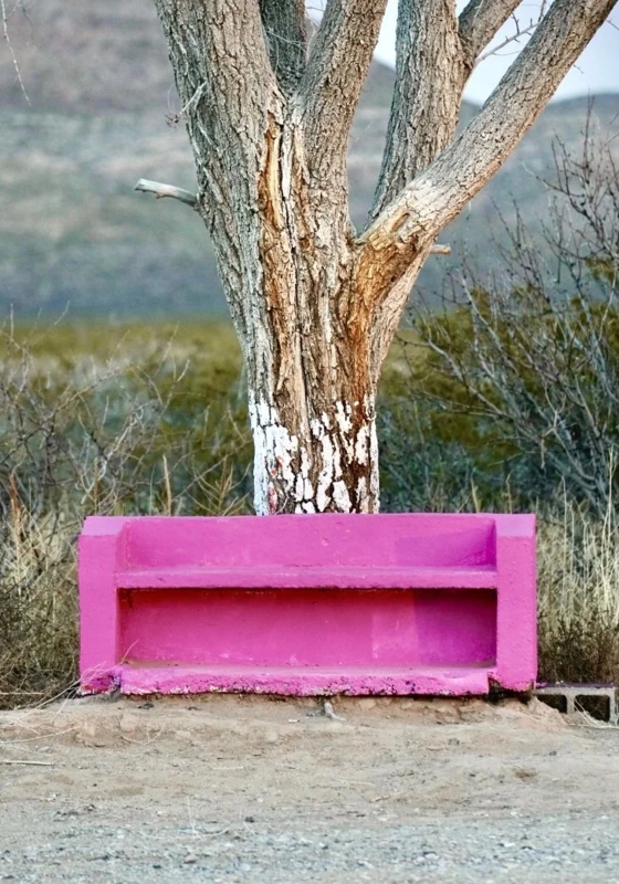 Upholstered Bench Maximalist Vibrant Magenta Scalloped Silhouette