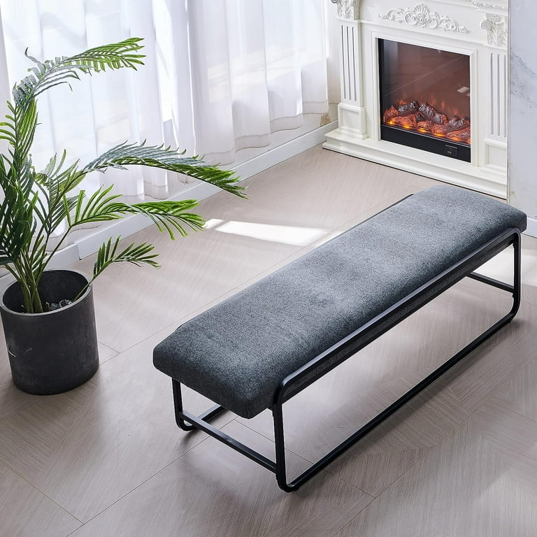 Upholstered Bench, Minimalist Textured with Sled Base