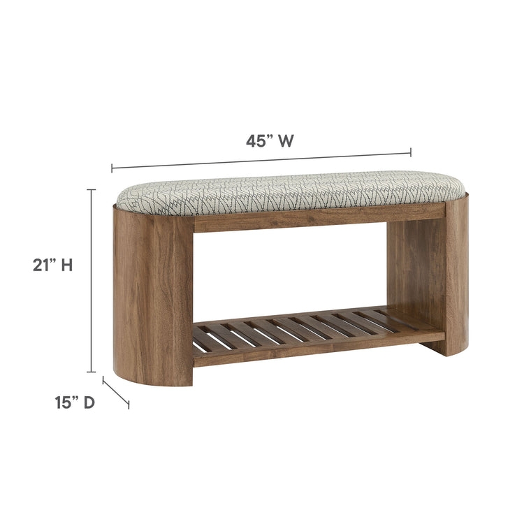 Upholstered Bench Puffy Geometric Natural Beige Black Metal