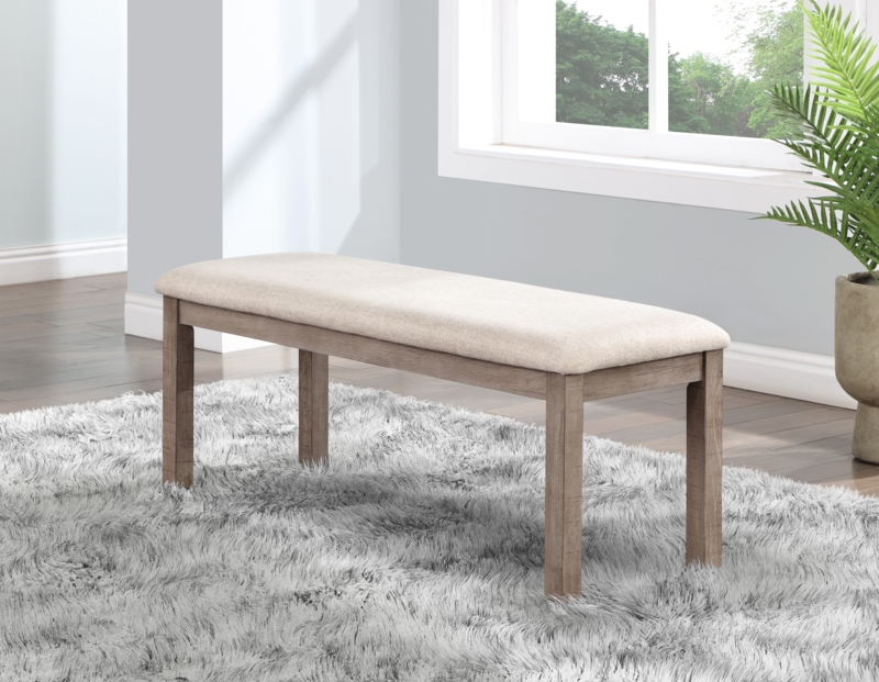 Upholstered Bench Weathered Gray Finish Backless Silhouette