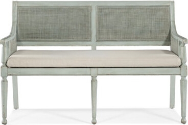 Upholstered Bench with Diamond Tufting and Curved Wood X-Frame Legs