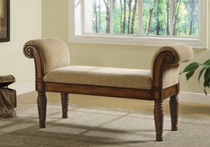 Upholstered Bench with Flared Feet, Button Tufting, Espresso Finish