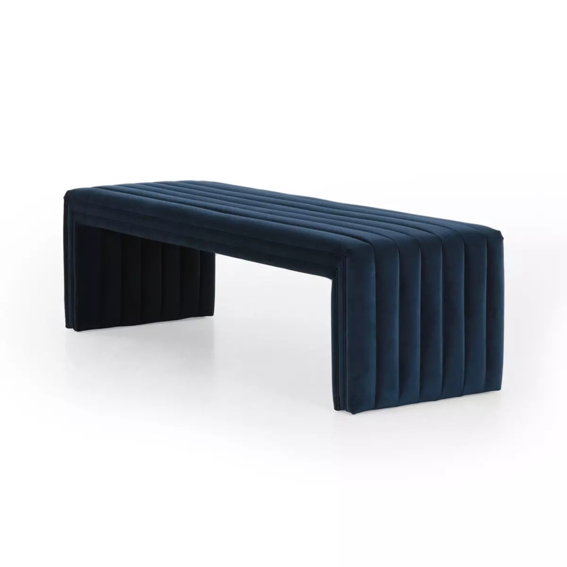 Upholstered Bench with Sapphire Navy Upholstery & Wraparound Frame