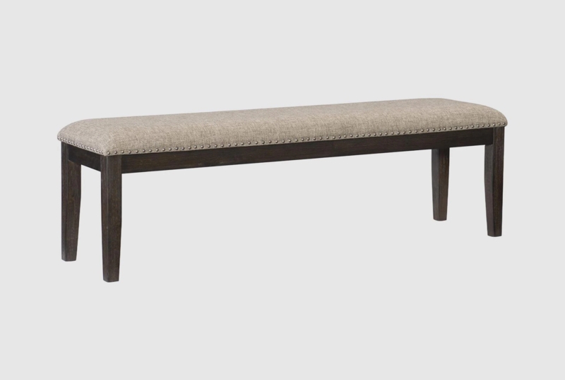 Upholstered Dining Bench with Nailhead Trim, Espresso Finish