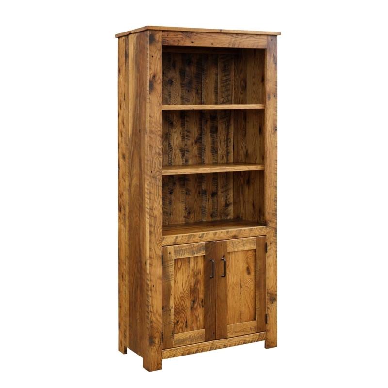 Urban Lodge Barnwood Bookcase with Glass and Wood Doors