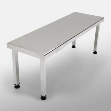 Utility Bench Brushed Metal Square Tube Legs Solid Top Industrial