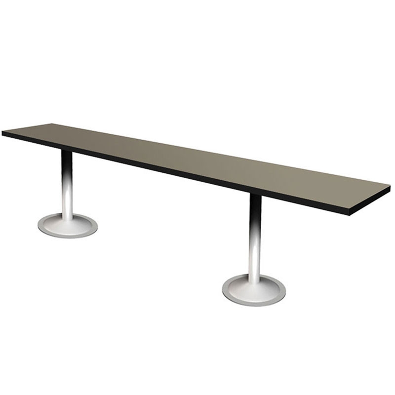 Utility Bench Pedestal Base Dark Wood Composite Industrial Minimalist