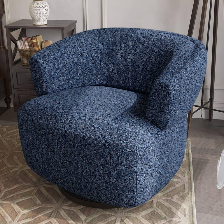 Velvet Accent Chair in Navy Blue with Channel Tufted Backrest