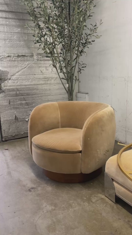 Velvet Swivel Accent Chair with Barrel Back and Channel Tufting