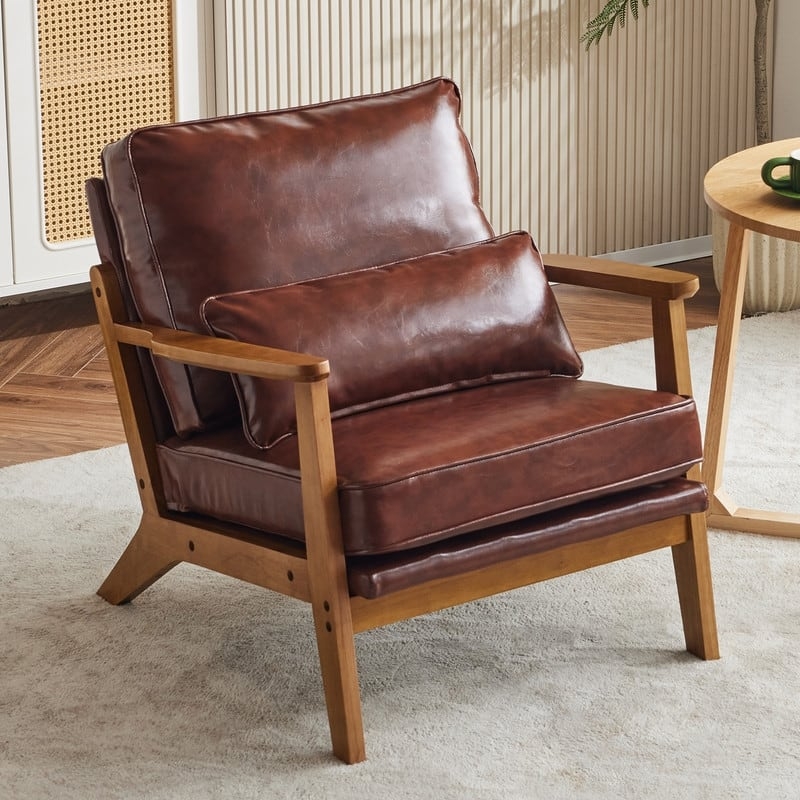 Versatile Accent Chair with Tapered Wood Legs and Piped Edges