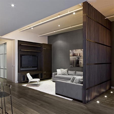 Vertical Slat Partition Design Dark Wood Architectural Slats