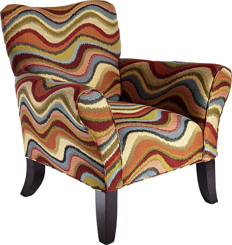 Vibrant Orange Floral Accent Chair Retro Barrel Back