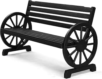 : VINGLI 55" Rustic Wooden Wheel Bench Outdoor Bench, 2-Person  Patio Bench Wagon Slatted Seat, Garden Benches for Outdoors 350lbs High  Capacity, Weather Resistance ((Black) : Patio, Lawn & Garden