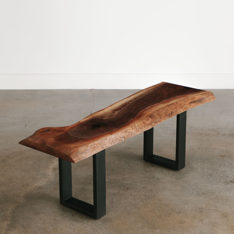 Walnut Bench Live Edge Slab with Butterfly Joinery and Slab Legs