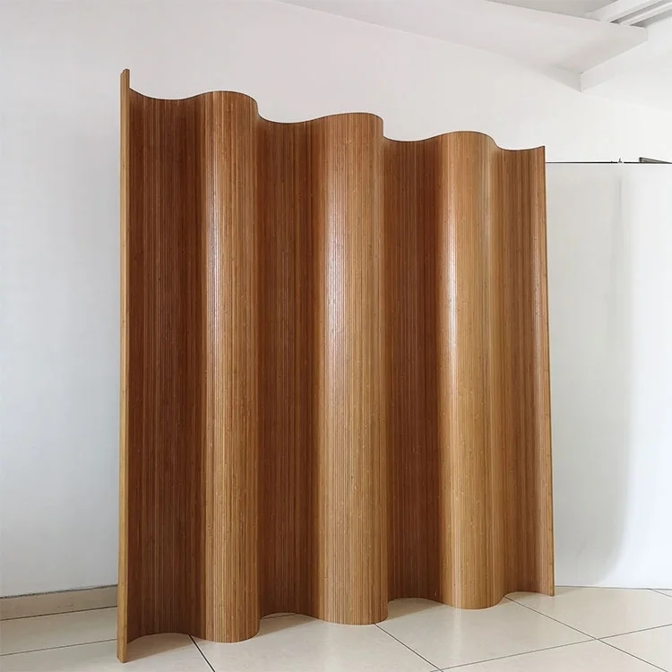 Wavy Bamboo Room Divider Undulating Silhouette Vertical Slats
