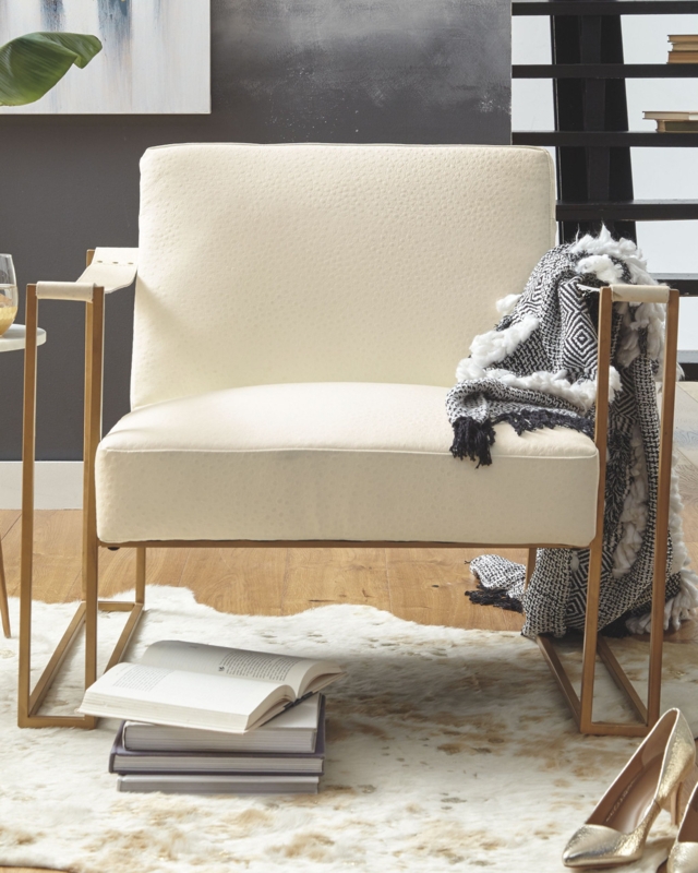 Welted Seam Accent Chair featuring Flared Upholstered Arms
