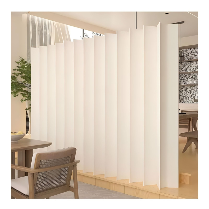 White Accordion Room Divider Pleated Minimalist Partition