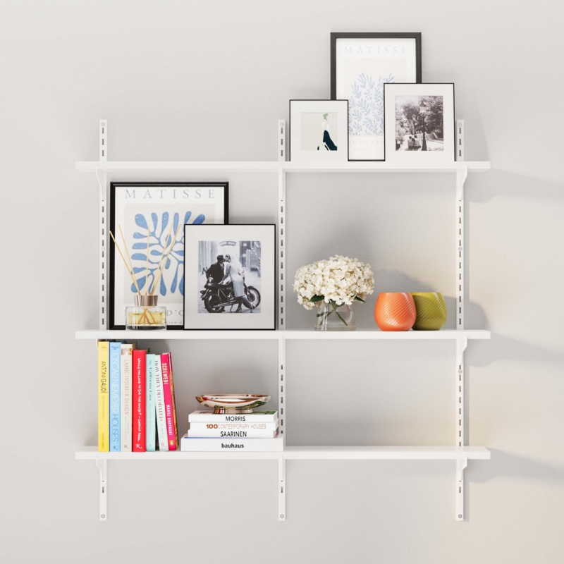 White Adjustable Wall Shelving, Track System