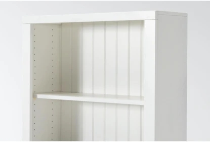 White Bookcase, Narrow Profile with Thick Frame, Minimalist Decor.