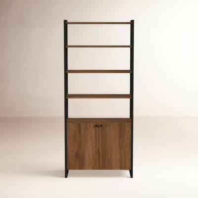White Bookcase with Bottom Cabinet Narrow Storage Tower