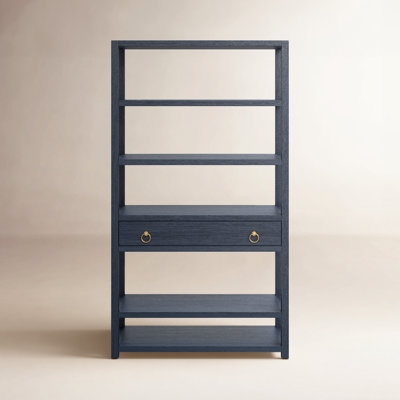 White Farmhouse Bookcase Open Shelving with X-Brace Sides