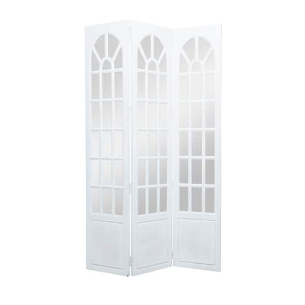 White Room Divider Screen with Arched Window Panes